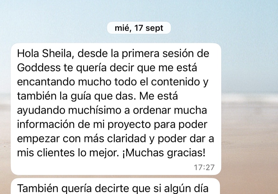 Mensaje de una clienta