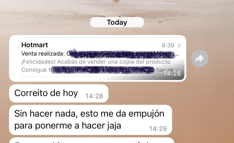Mensaje de una clienta